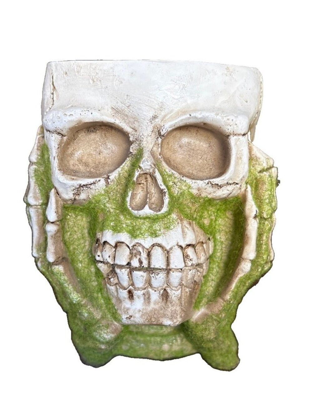 Ashland Halloween Floral Container Skull With Hands On Face and Moss